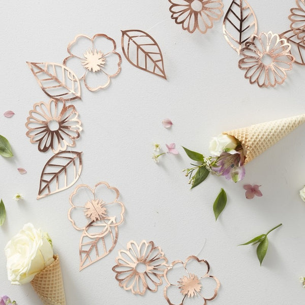 Rose Gold Foiled Ditsy Floral Flower Garland 