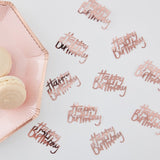Rose Gold Happy Birthday Ditsy Floral Table Confetti
