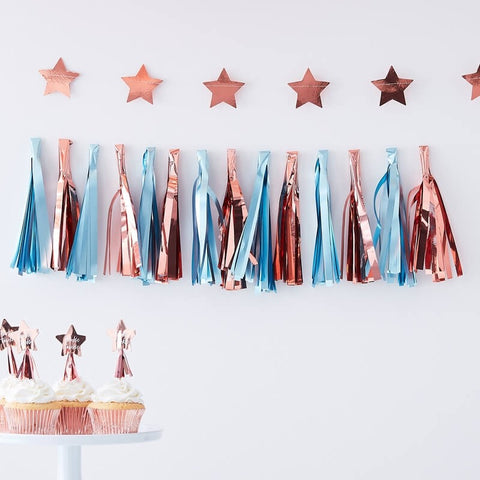 Tassel Garland Blue And Rose Gold 