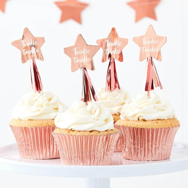 Cupcake Toppers With Tassel Rose Gold