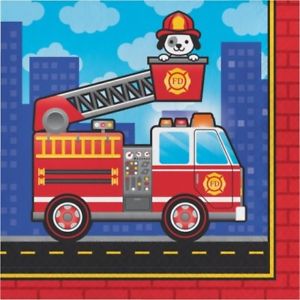 Flaming Fire Truck L-Napkins