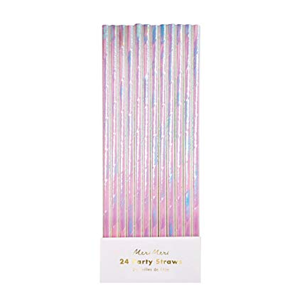 10 Iridescent Foil Paper Straws