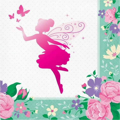 Floral Fairy Sparkle Luncheon Napkins Foil Stamp