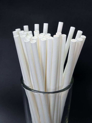 Straws 100 Count Paper White 