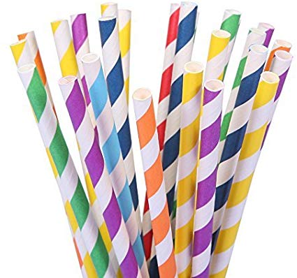 Straws Assorted Colors Striped 