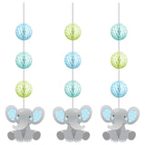 Enchanting Elephant Boy Hanging Cutouts with honeycomb 3 pcs