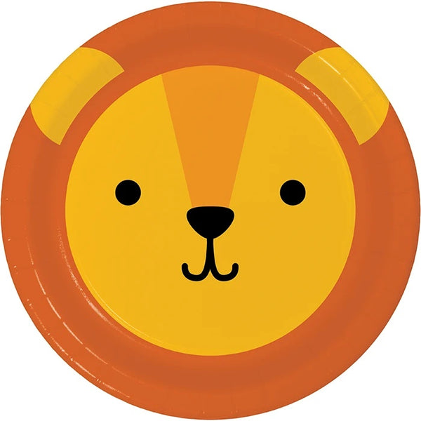 Animal Faces Lion Round Luncheon Plate 7in 8pcs