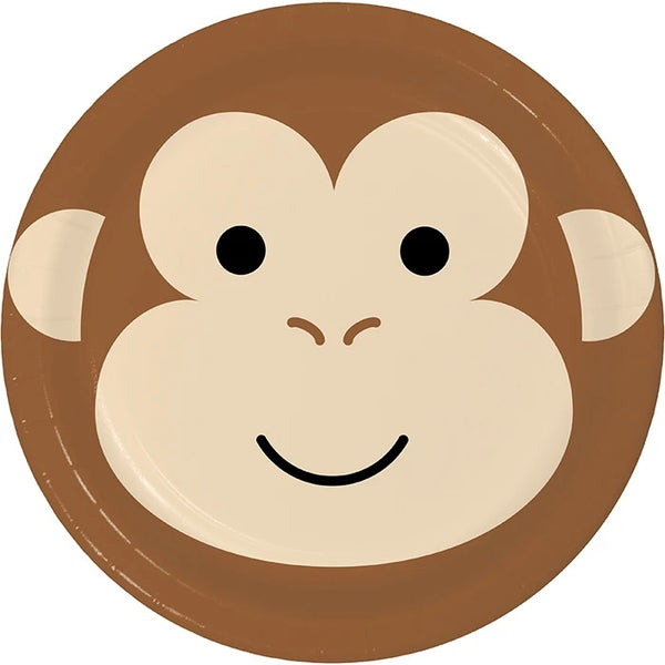 Animal Faces Monkey Round Dinner Plate 8.75in 8pcs