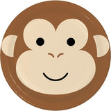 Animal Faces Monkey Round Luncheon Plate 7in 8pcs