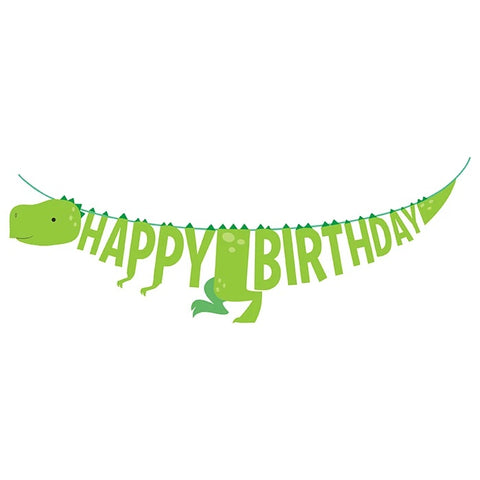 Dino Party Decor Shaped Ribbon Banner 6x5.5in pc