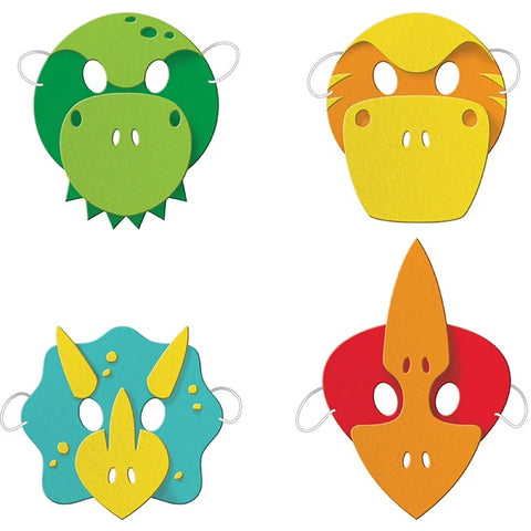 Dino Party Decor Foam Masks Child size 4pcs