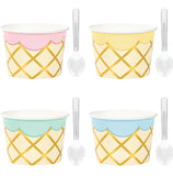 Ice Cream Party Decor Treat cups Foil w/ clear plastic mini spoon 8pcs