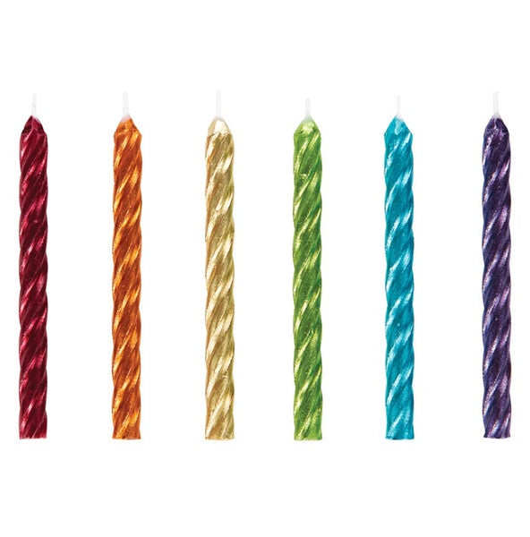 Metallic Spiral Ranbow Candles 24pcs