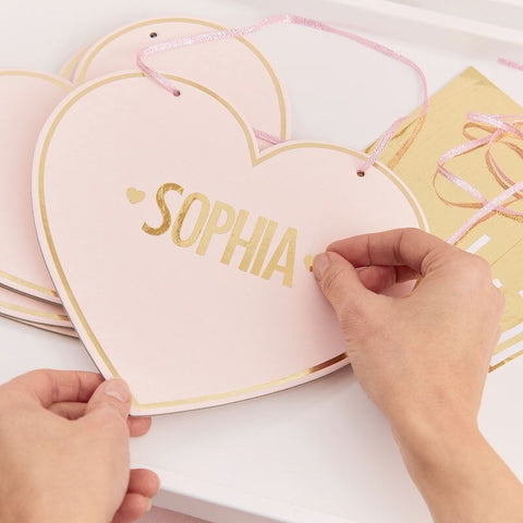 Gold Foiled Heart Signs With Stickers To Customise 4pcs