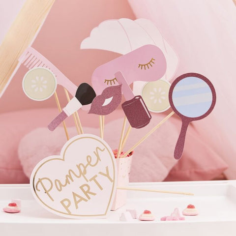 Gold Foiled Pamper Party Photo Booth Props 10pcs