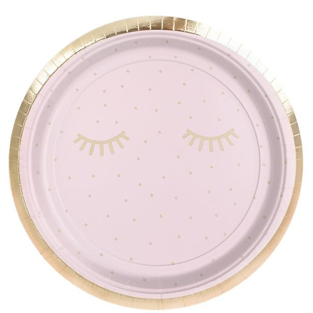 Gold Foiled Sleepy Eyes Paper Plates 8pcs