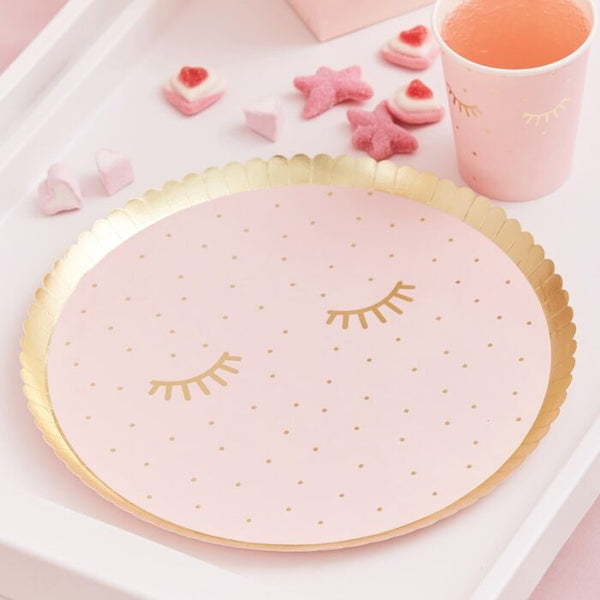 Gold Foiled Sleepy Eyes Paper Plates 8pcs