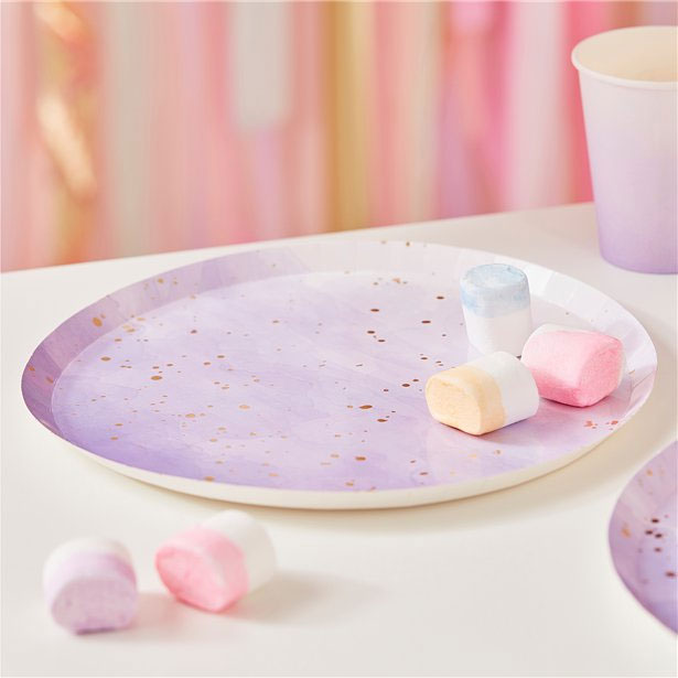 Gold Foiled Lilac Ombre Paper Plates 8pcs