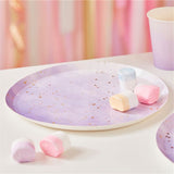 Gold Foiled Lilac Ombre Paper Plates 8pcs