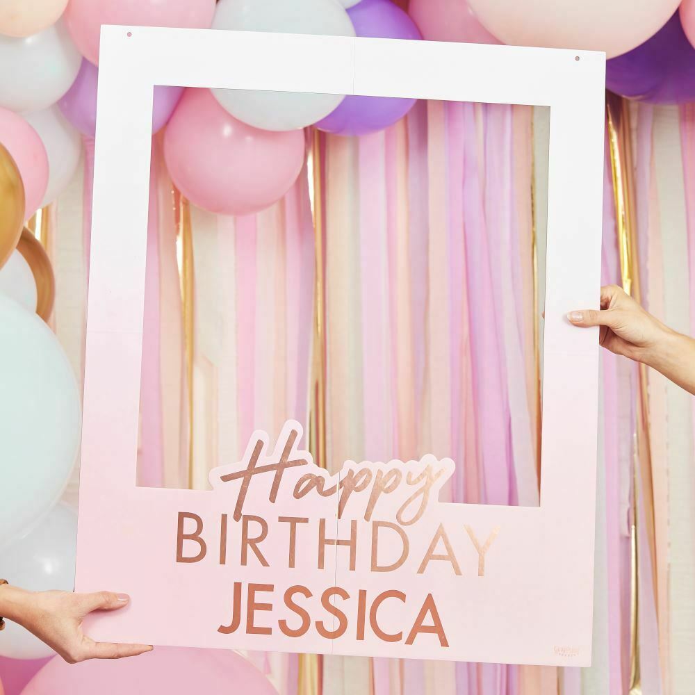Rose Gold Foiled Customisable Happy Birthday Photo Booth Frame