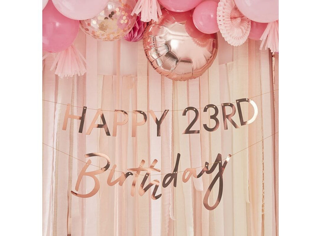 Rose Gold Happy Birthday Bunting With Numbers To Customise