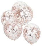 Rose Gold Shredded Confetti Filled Balloons 5pcs