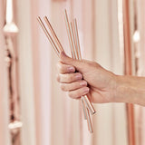 Rose Gold Stainless Steel Metal Straws With A Cleaning Brush