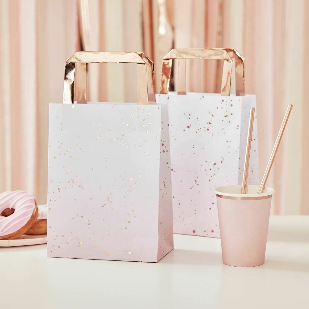 Rose Gold Foiled Paper Party Bags 5pcs