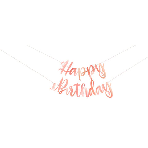 Rose Gold Script Happy Birthday Banner 7pcs