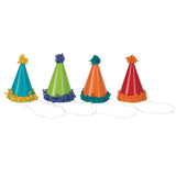 Mini Pom Pom Party Hats Assorted Colors 8pcs