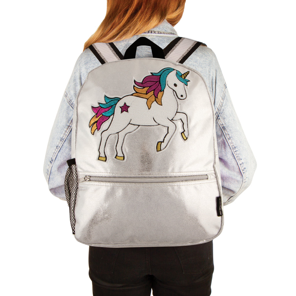 Silver Shimmer Sequin Unicorn Backpack