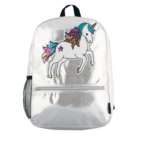 Silver Shimmer Sequin Unicorn Backpack