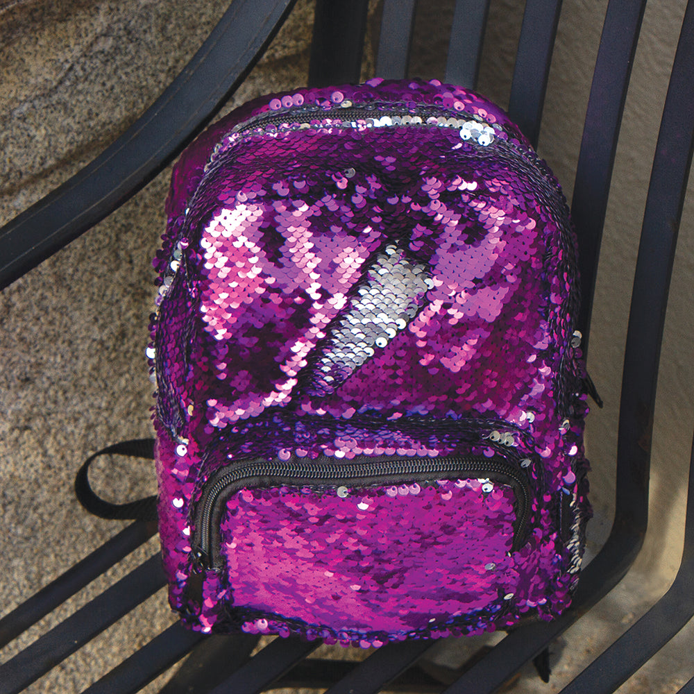 Style Lab Magic Sequins Mini Backpack-Purpule/Silver