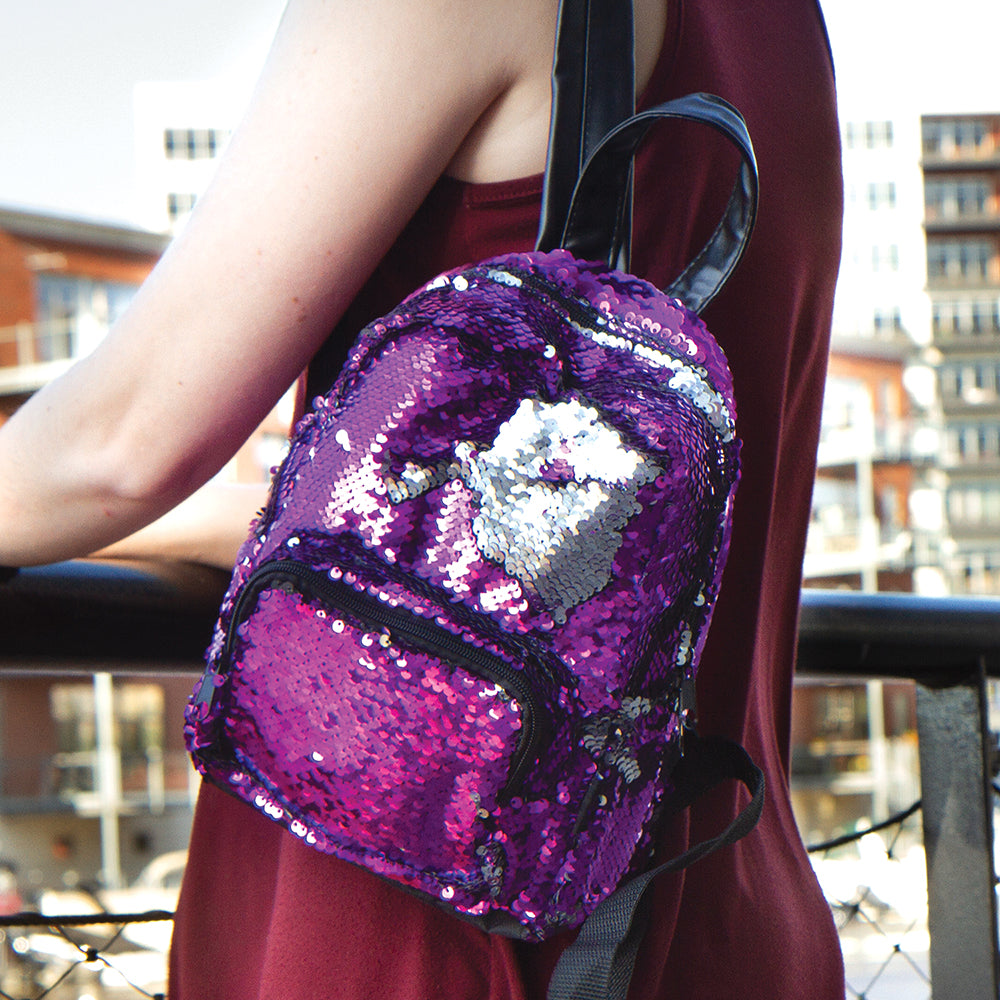 Style Lab Magic Sequins Mini Backpack-Purpule/Silver