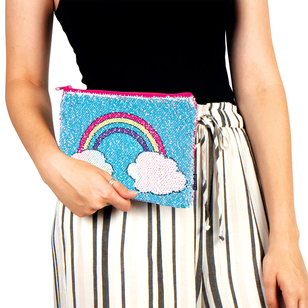 Style Lab Magic Sequin Pouch- Unicorn/Rainbow