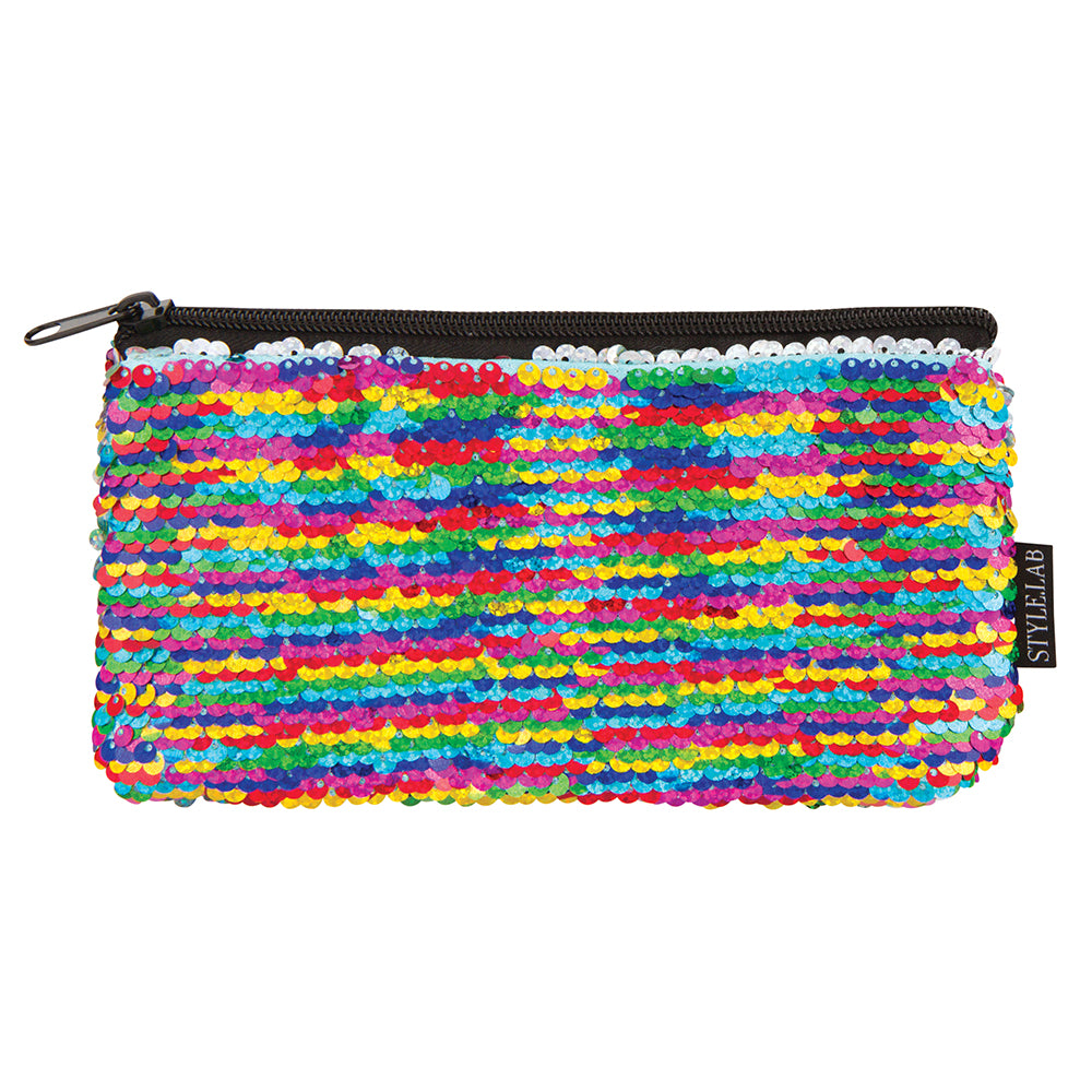Style Lab Magic Sequin MINI Pencil Pouch-Rainbow/Silver