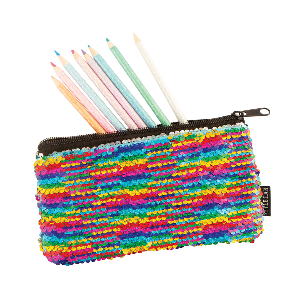 Style Lab Magic Sequin MINI Pencil Pouch-Rainbow/Silver