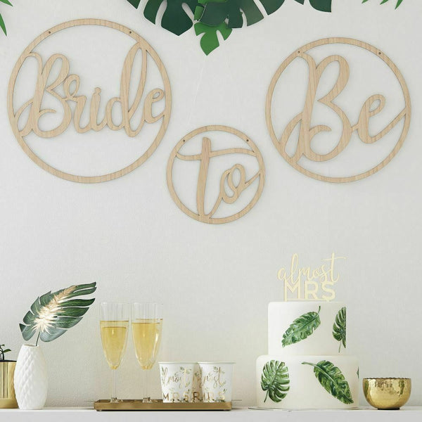 Wooden Bride To Be Decoration Hoops Set of 3 Hoops Botanical Hen