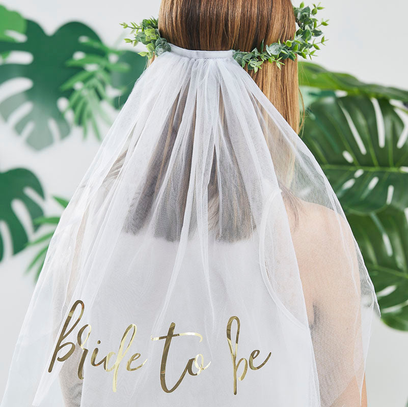 Eucalyptus Bridal Crown With Veil -  Headpiece Botanical Crown