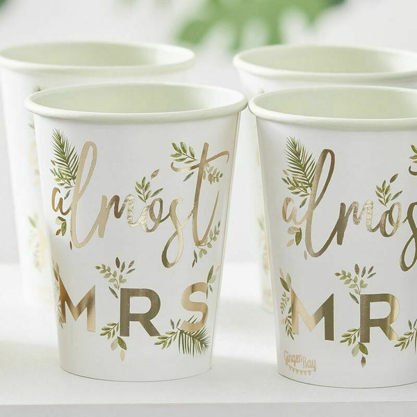Gold Foiled Almost Mrs Paper Hen Party Cups