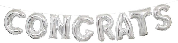 14" Silver Congrats Foil Balloon Banner Kit 1 pc
