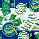 Alligator Party Hanging Décor w/ Cutouts & Paper Fans 36in x 8in 3pcs