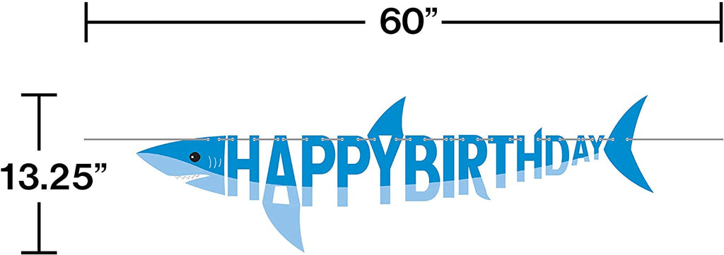 Shark Party Shaped Banner With Ribbon 1 pc
