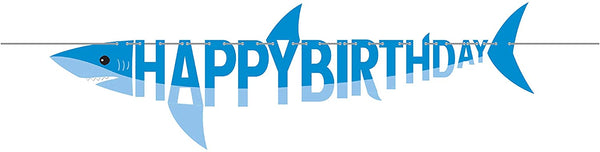 Shark Party Shaped Banner With Ribbon 1 pc