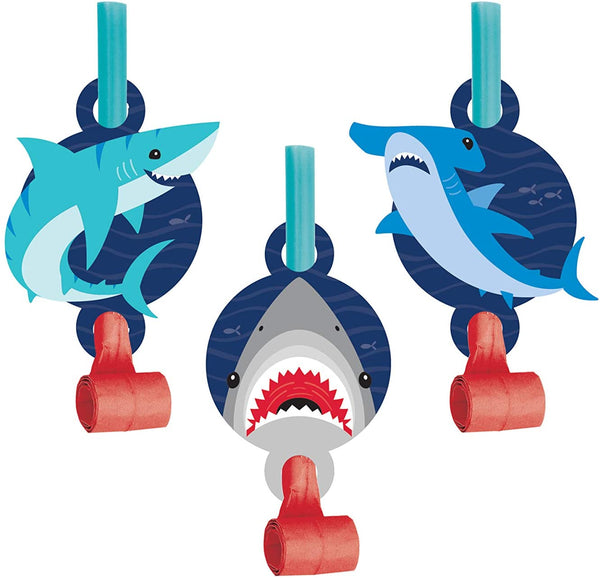 Shark Party Blowouts With Medallions 8pcs