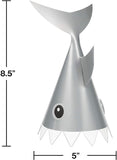 Shark Party Hat, Child Size 8.5in 8pcs