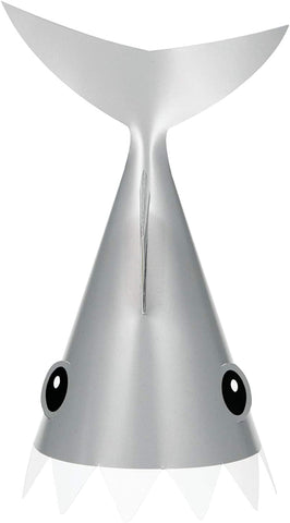 Shark Party Hat, Child Size 8.5in 8pcs