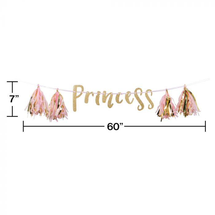 Princess Glitter Banner 7in x 5in 1 pc