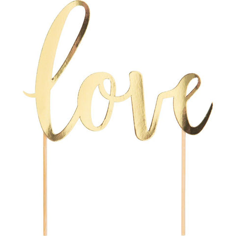 Wedding Décor Love Gold Foil Cake Topper 1 pc