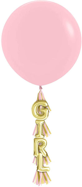 Baby Shower Décor Girl Latex Balloon W/ Tassel 36in 1 pc